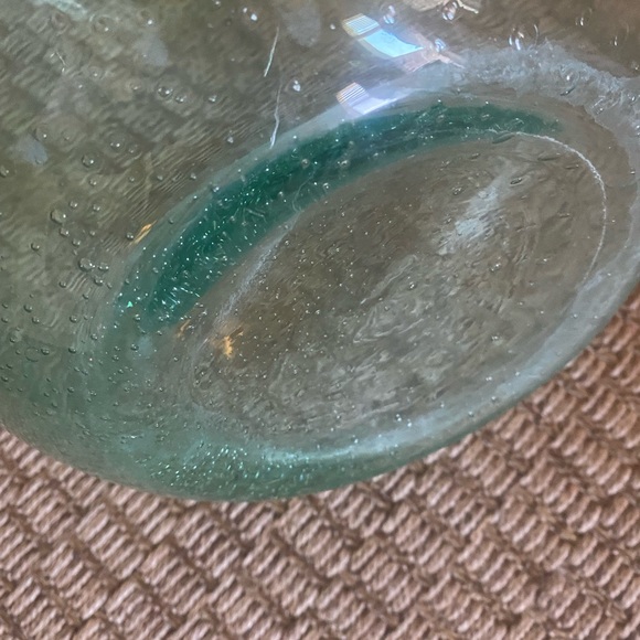 Blown glass vase- blue green w bubbles. Approx 16” tall  Nice coastal modern - Picture 4 of 5